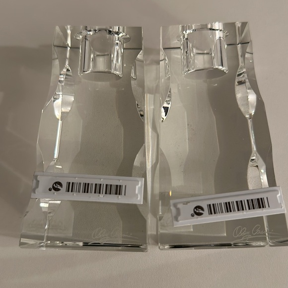 NWT Oleg Cassini Crystal Candlestick Holders 2 4" Stands,Vintage 117441 Premiere - Picture 5 of 8